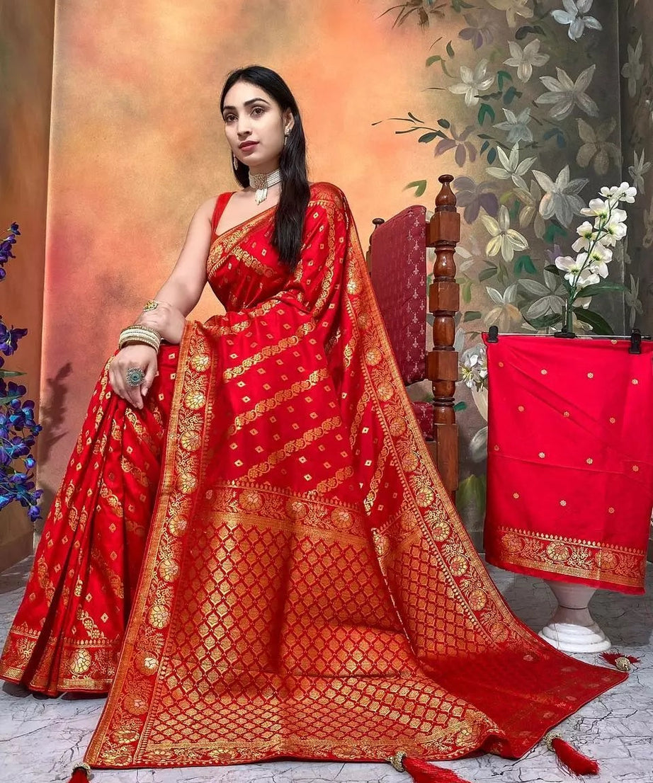 Ethnic Party Wear Indian Dola Silk Saree & Blouse