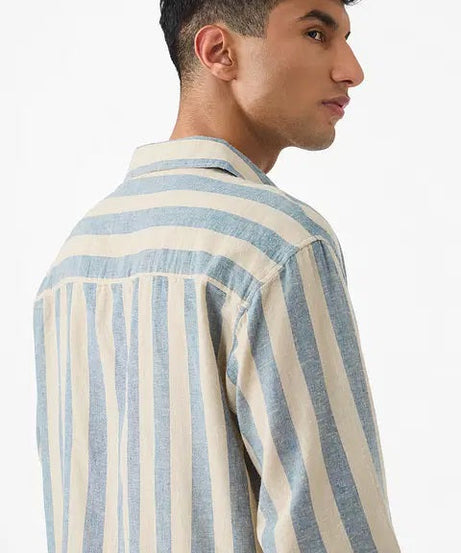 Cotton Linen Stripes Coastal Shirts