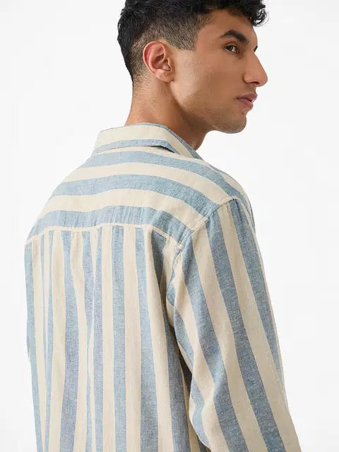 Cotton Linen Stripes Coastal Shirts