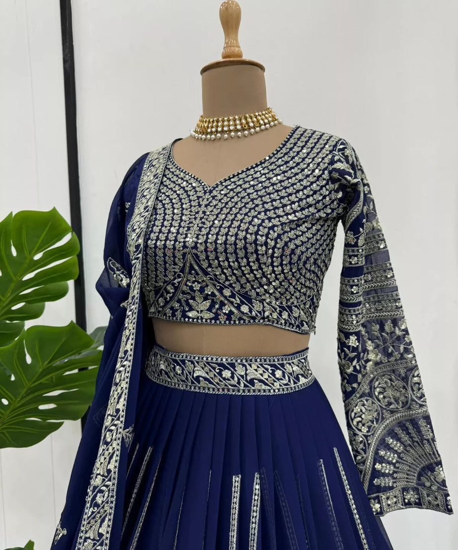 Designer Style Faux Georgette Lehenga Blouse & Dupatta