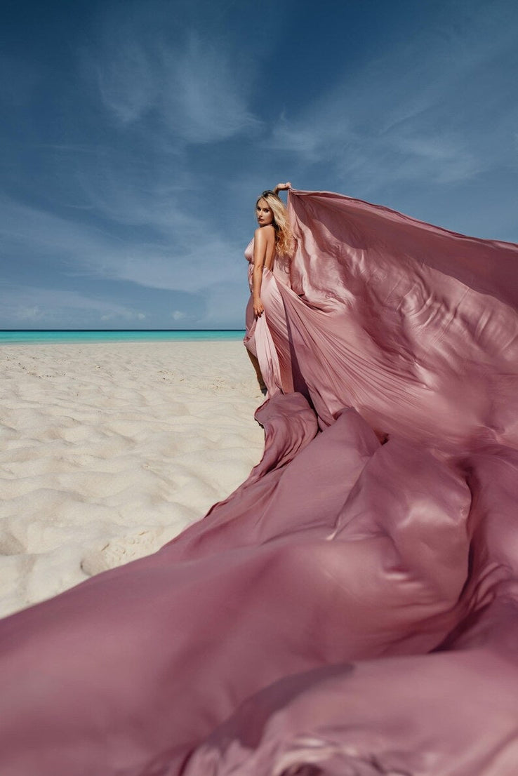Long Flowy Infinity Dress Mauve Flying Dress For Photoshoot