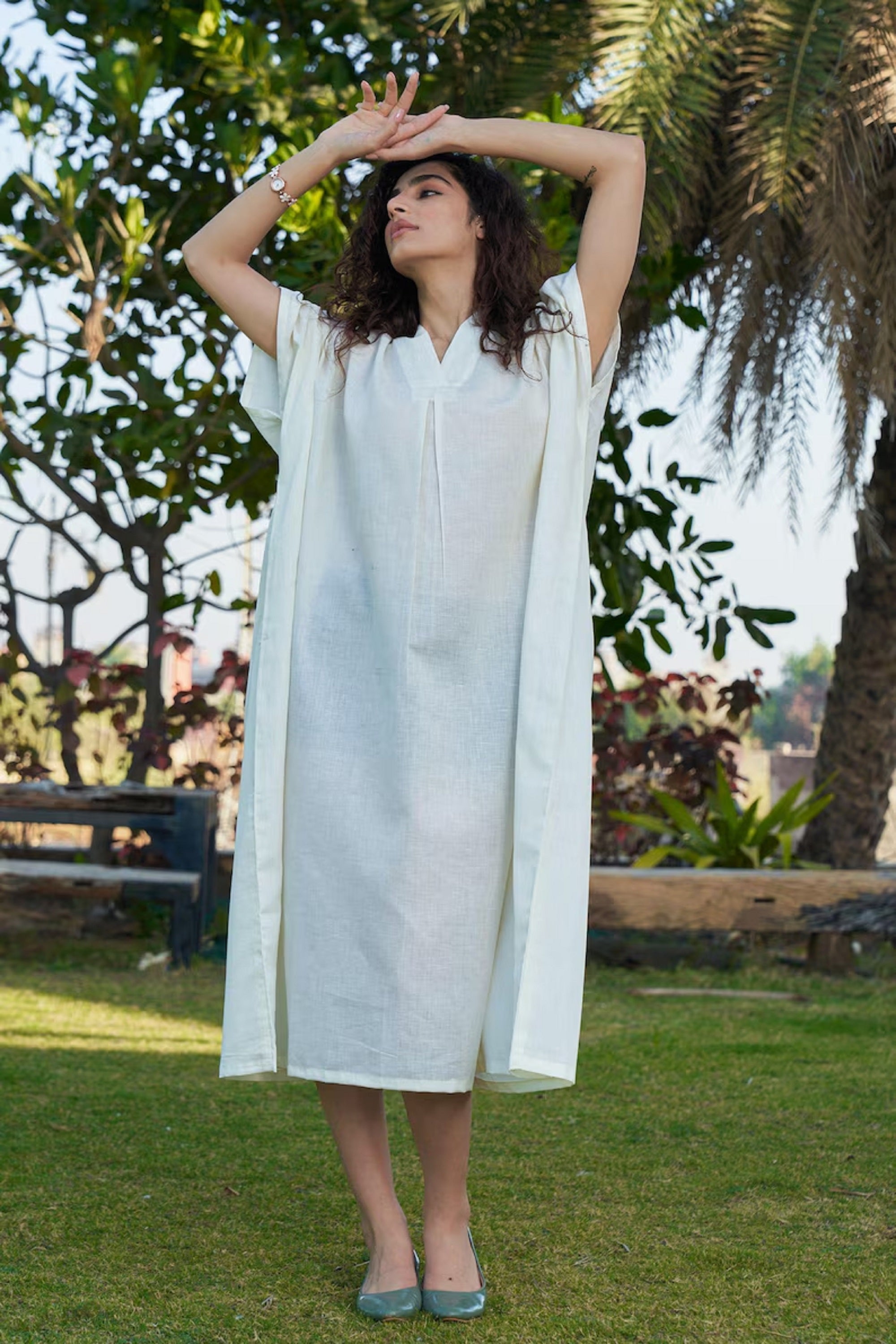 Women Linen dress casual soft oversize kaftan dress
