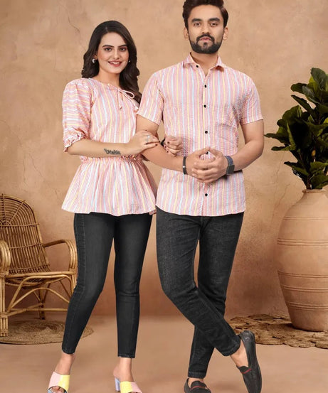 Presenting Couple Men's Shirt & Female Tunic Combo Set
