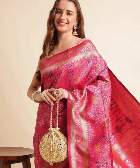 Heavy Banarasi Weaving Patola Silk Saree With Blouse