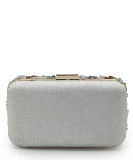 Traditional Embellished Faux Silk Box Clutch