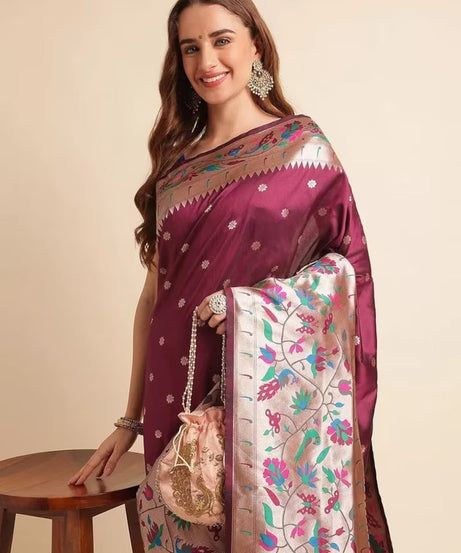Pure Soft Kanchivaram Pethani Silk Saree With Blouse