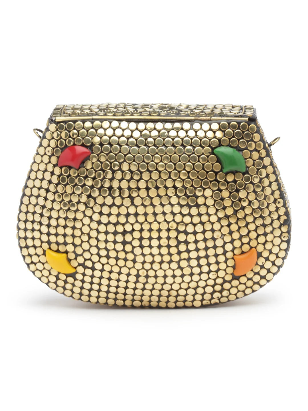 Mosaic Embellished Metal Clutch