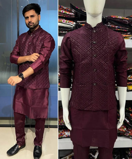 Heavy Banglori Silk Koti Ready to Wear Set For Men's