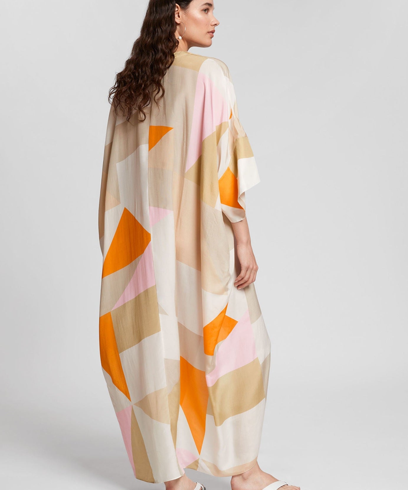 Soft Silk Crepe Digital Printed  Beach Wear Women's Long Kaftan