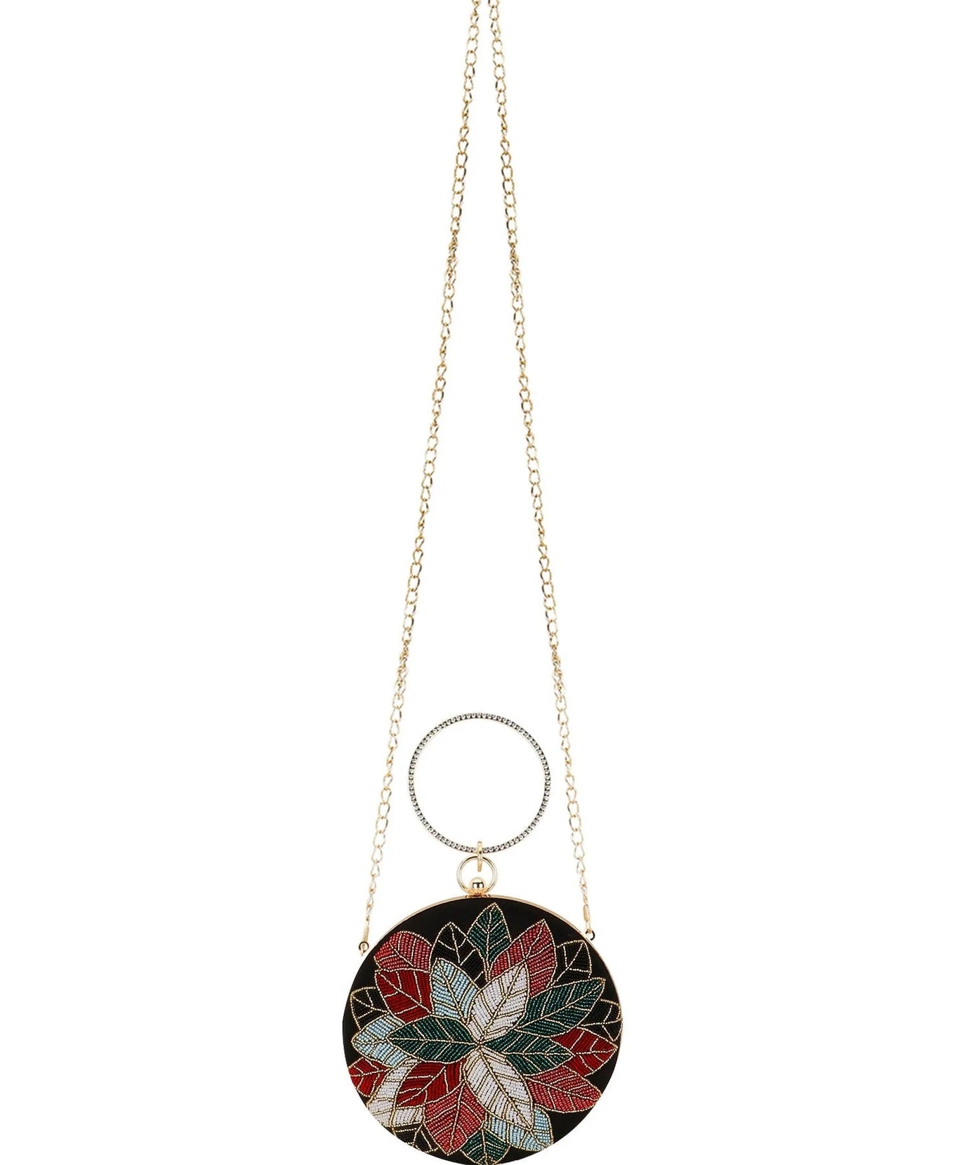 Gala Floral Emroidered Faux Silk Clutch