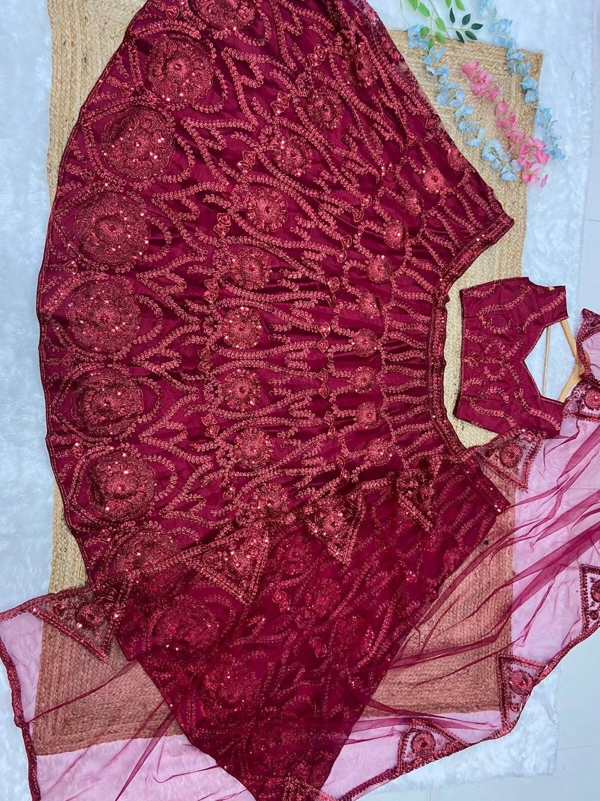 Stylish Wedding Lehenga Choli Bridesmaids With Glitter Dori Work , Ethnic Lehenga Choli 12-BS