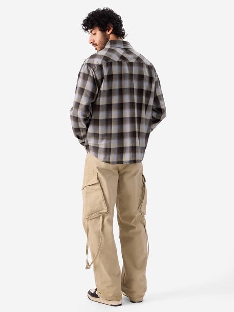 Checks Brown & Beige Men Utility Shirts