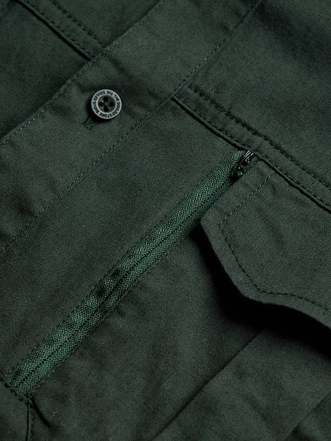 Dark Green Men Utility Shirts