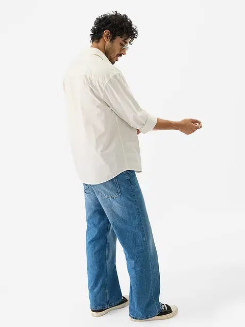 Solids Off White Men Utility Shirts