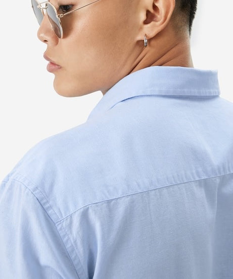 Cotton Linen Sky Blue Cotton Linen Shirts