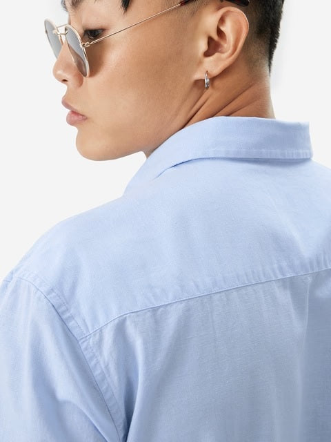 Cotton Linen Sky Blue Cotton Linen Shirts