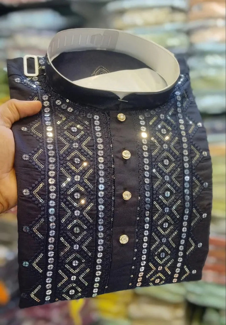 Rayon cotton Fancy Roman Silk Men's Kurta Set