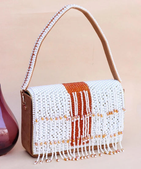 Pearl And Beads Work Clutch