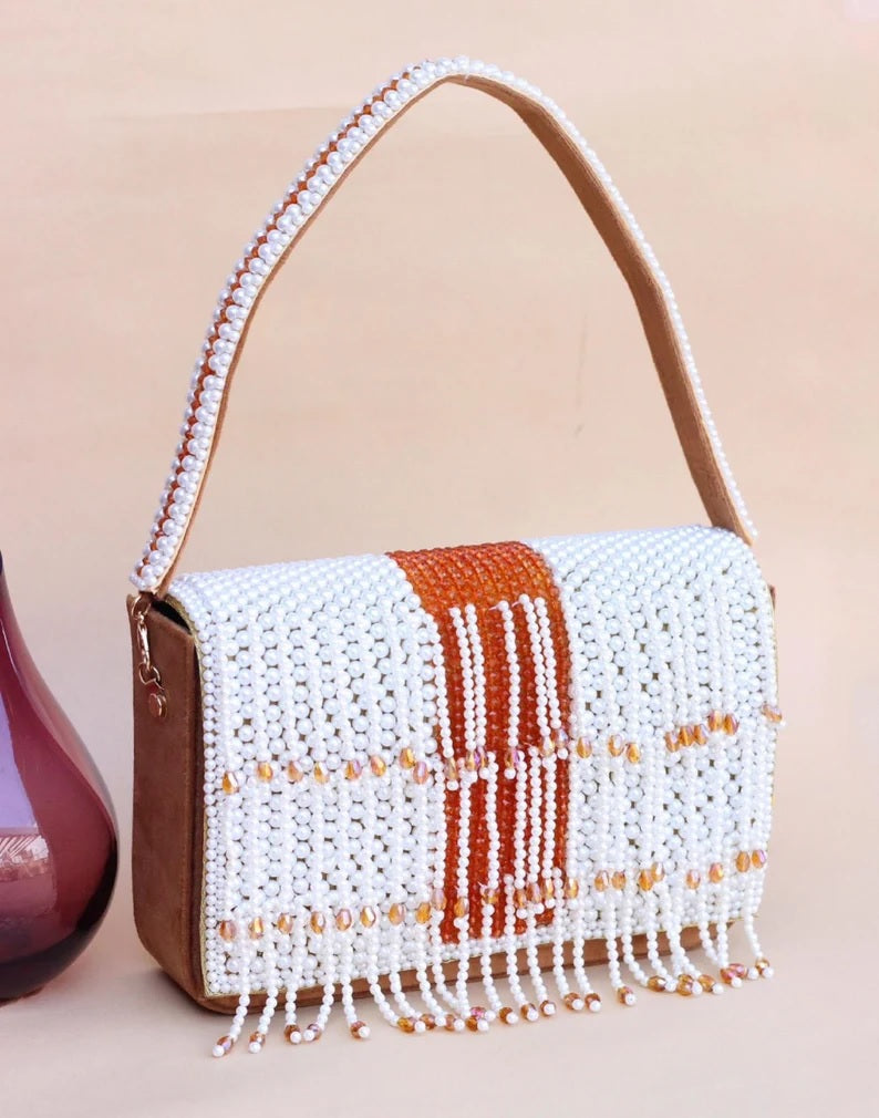 Pearl And Beads Work Clutch