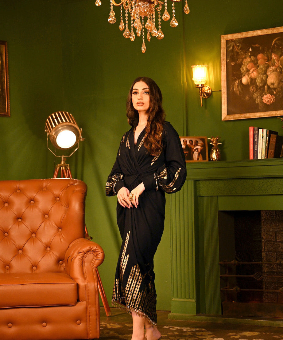 Premium Black Embroidered Kaftan Maxi Dress, Women’s Modest Party Wear Gown, Elegant Evening and Cocktail Dress