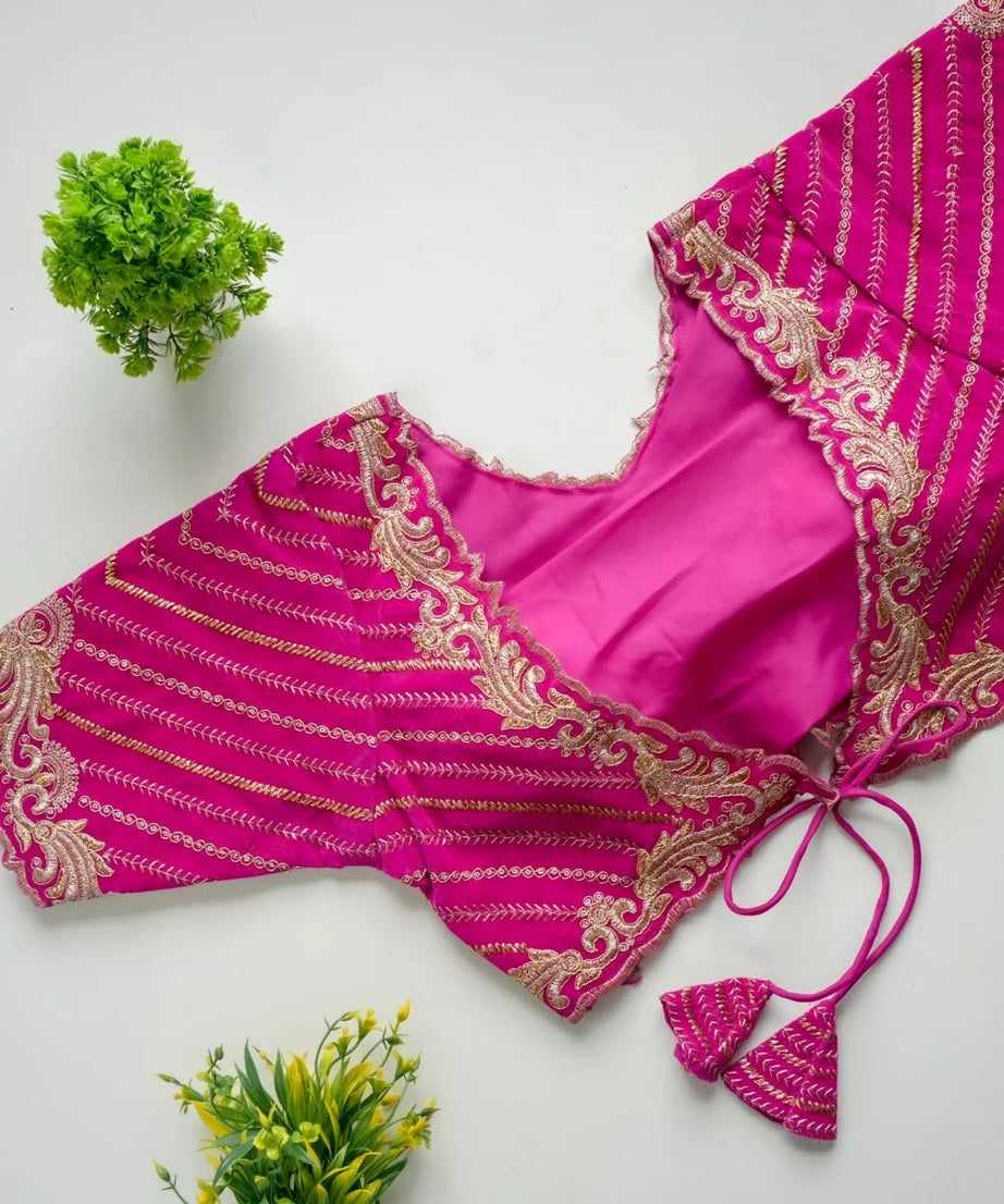 New Stylish Classic Full Stitched Taffeta Silk Blouse & Choli