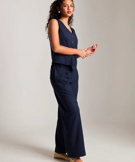 Navy Co-Linen Waistcoat Set