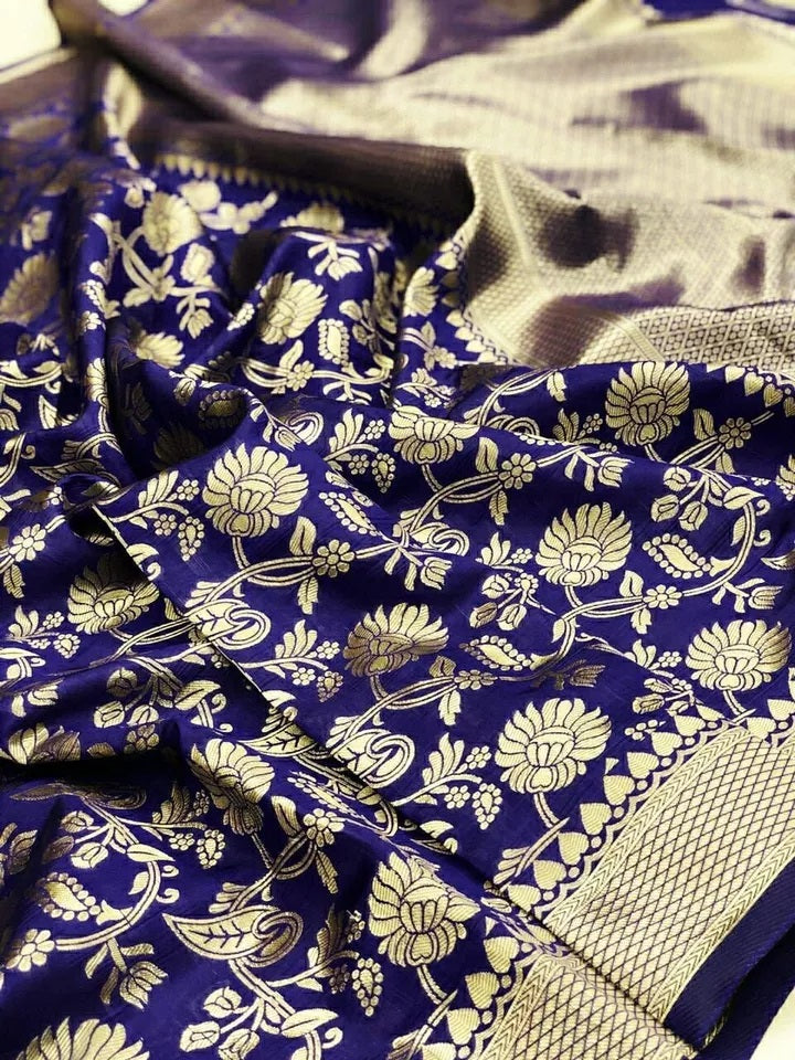 Soft Lichi Silk Saree With Blouse