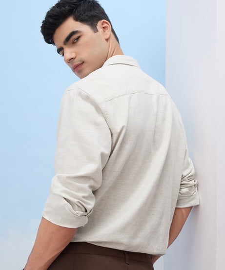 Ecru Cotton Linen Shirts