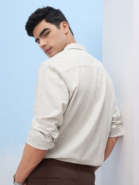 Ecru Cotton Linen Shirts