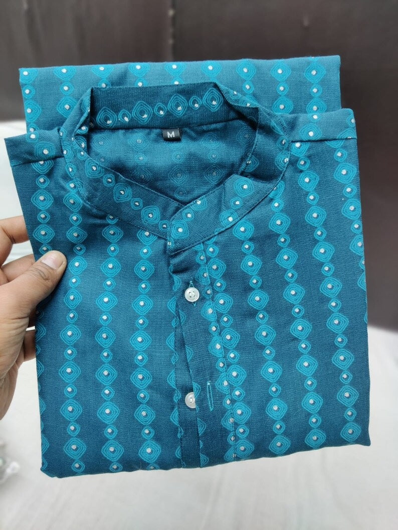 Heavy Magic Cotton Kurta Pajama For Men's & Kid's Combo Set