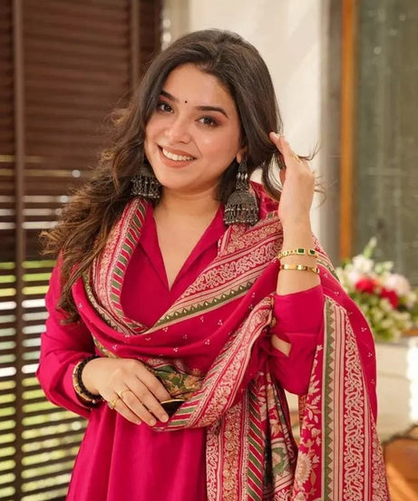 Faux Georgette Kurti Pant Duppata Set For Women's