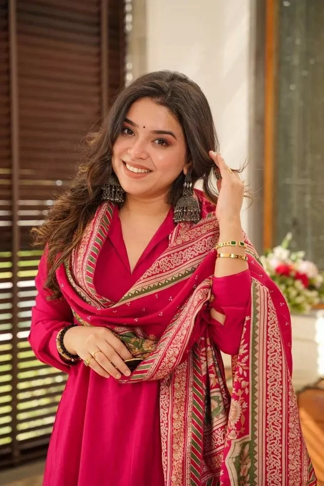 Faux Georgette Kurti Pant Duppata Set For Women's