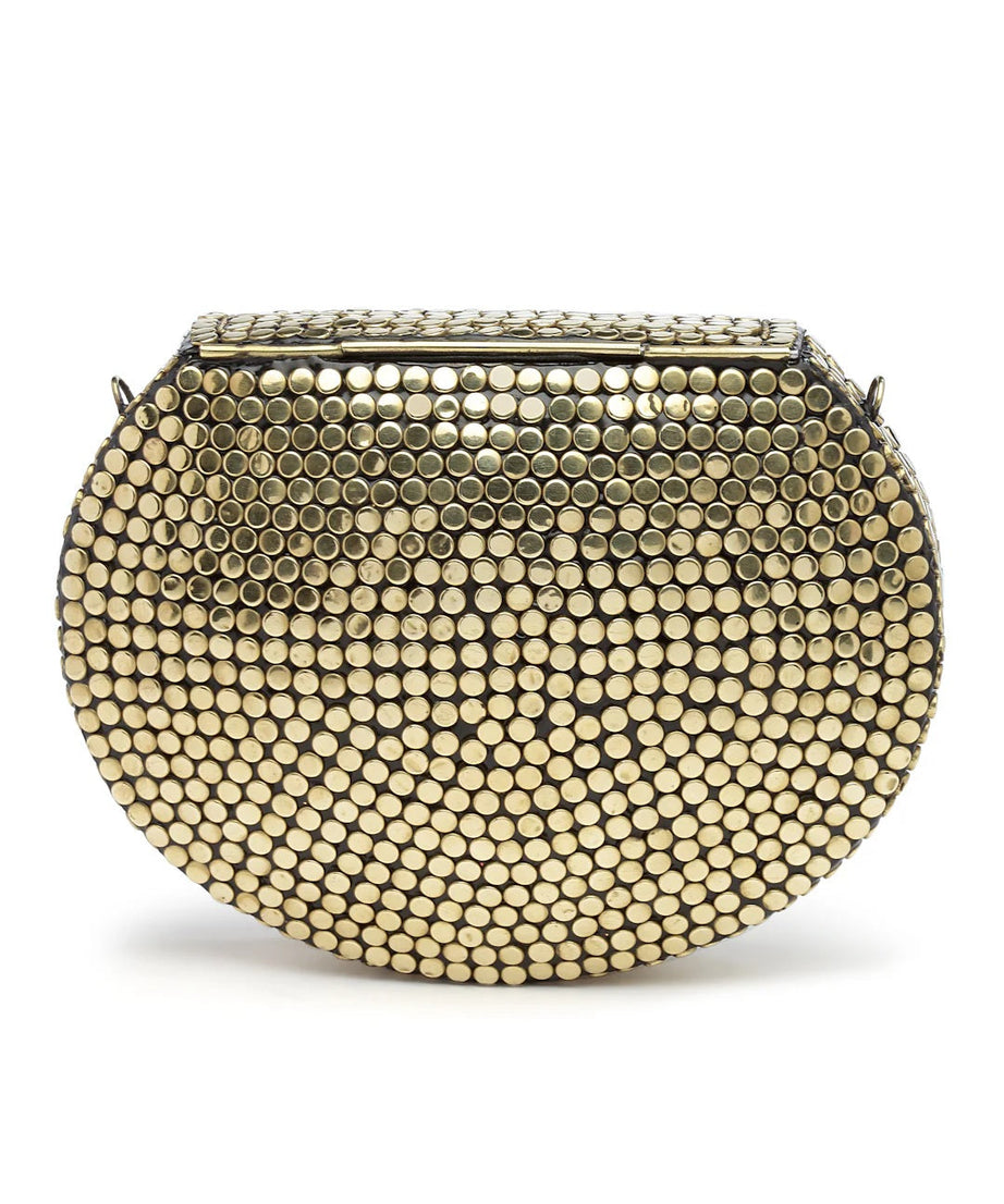 Mosaic Embellished Metal Clutch