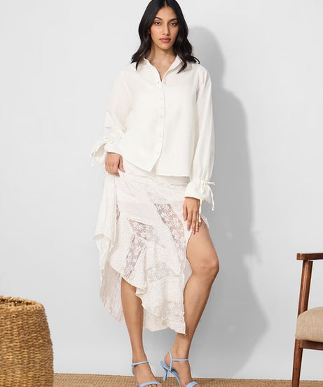 Ivory Cotton Linen Women Shirts