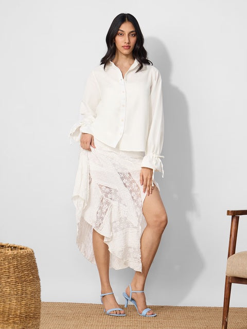 Ivory Cotton Linen Women Shirts