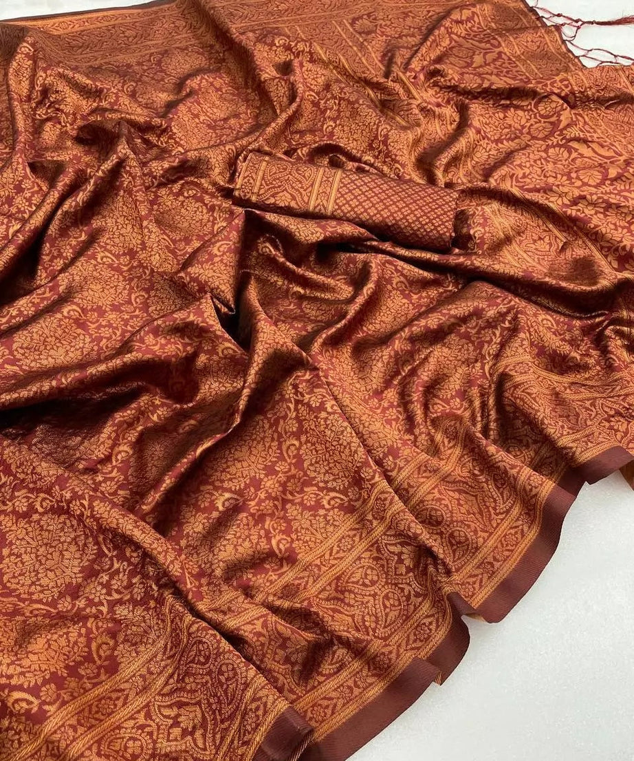 Designer Wedding Banarasi Soft Silk Saree With Blouse