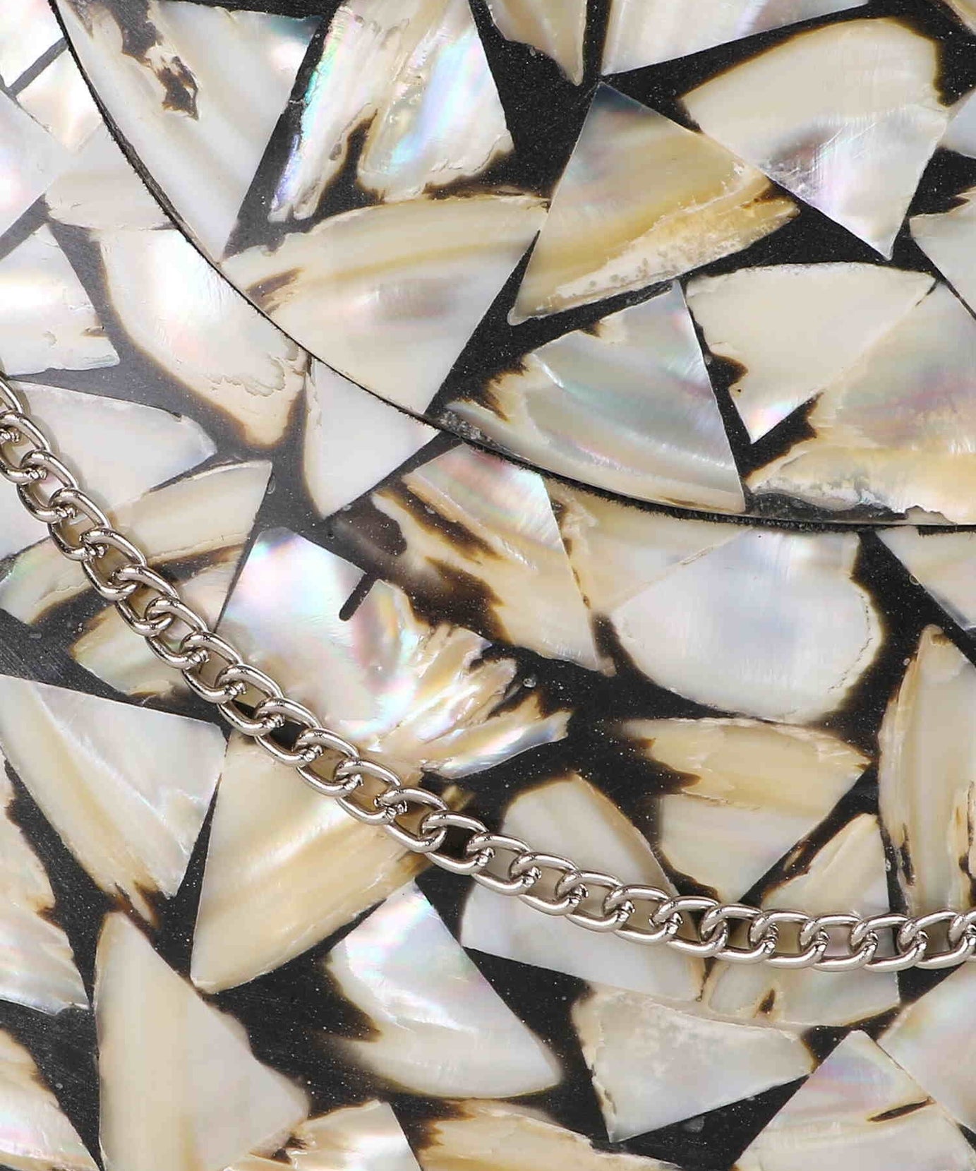 Mosaic Marble Finish Metal Clutch