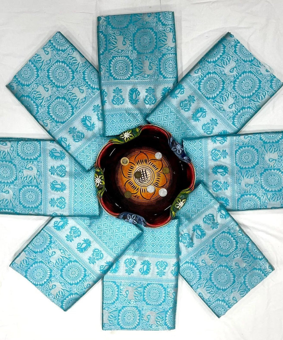 Women's Indian Designer Soft Lichi Silk Saree & Blouse