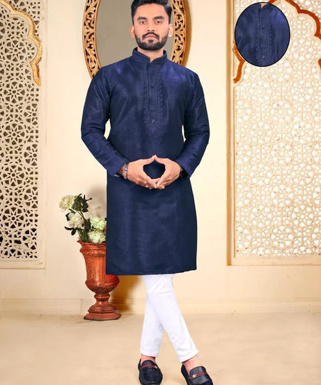 Party Wedding Wear Full Stitched Malbari Fabric Kurta Pajama Set For Men's&nbsp;