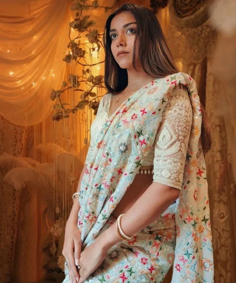 Georgette Beautiful Designer Saree, Party Wedding Sari & Blouse