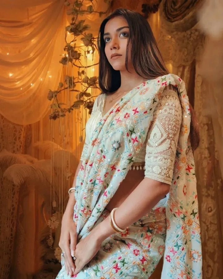 Georgette Beautiful Designer Saree, Party Wedding Sari & Blouse