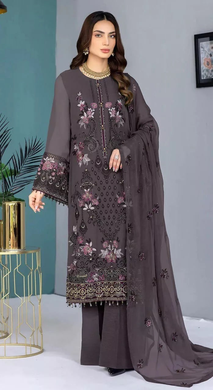 Georgette With Embroidery Stitched Work Salwar Kameez Suit