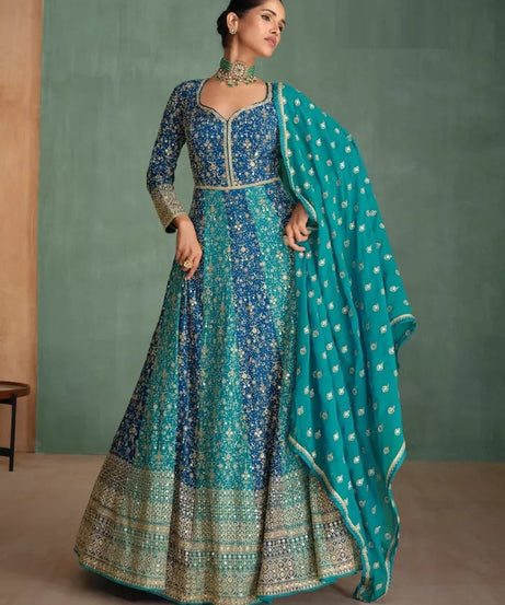 Traditional Pakistani Heavy Georgette Free Size Stitched Top Bottom Dupatta