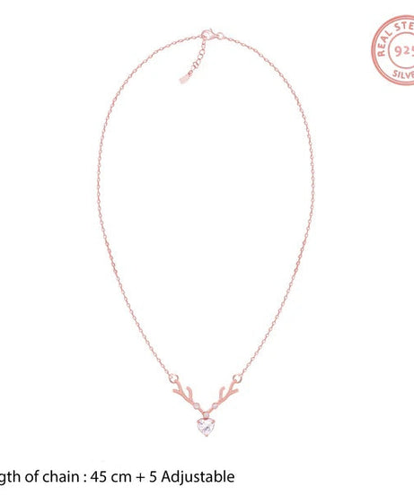 Rose Gold Deer Heart Necklace