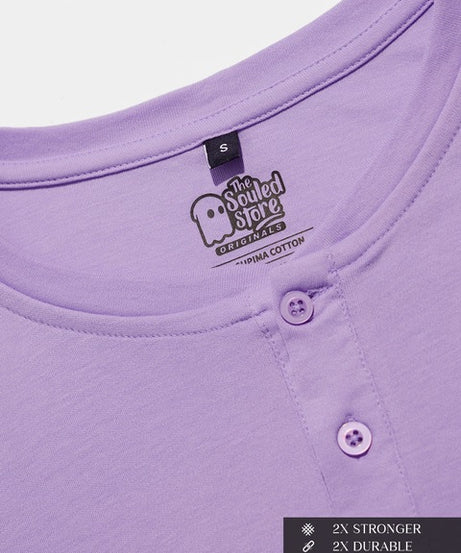 Light Lavender Supima Full Sleeve Henley T-Shirts