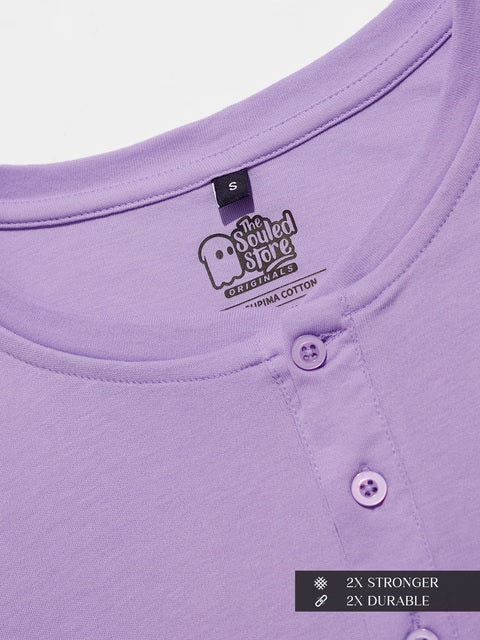 Light Lavender Supima Full Sleeve Henley T-Shirts