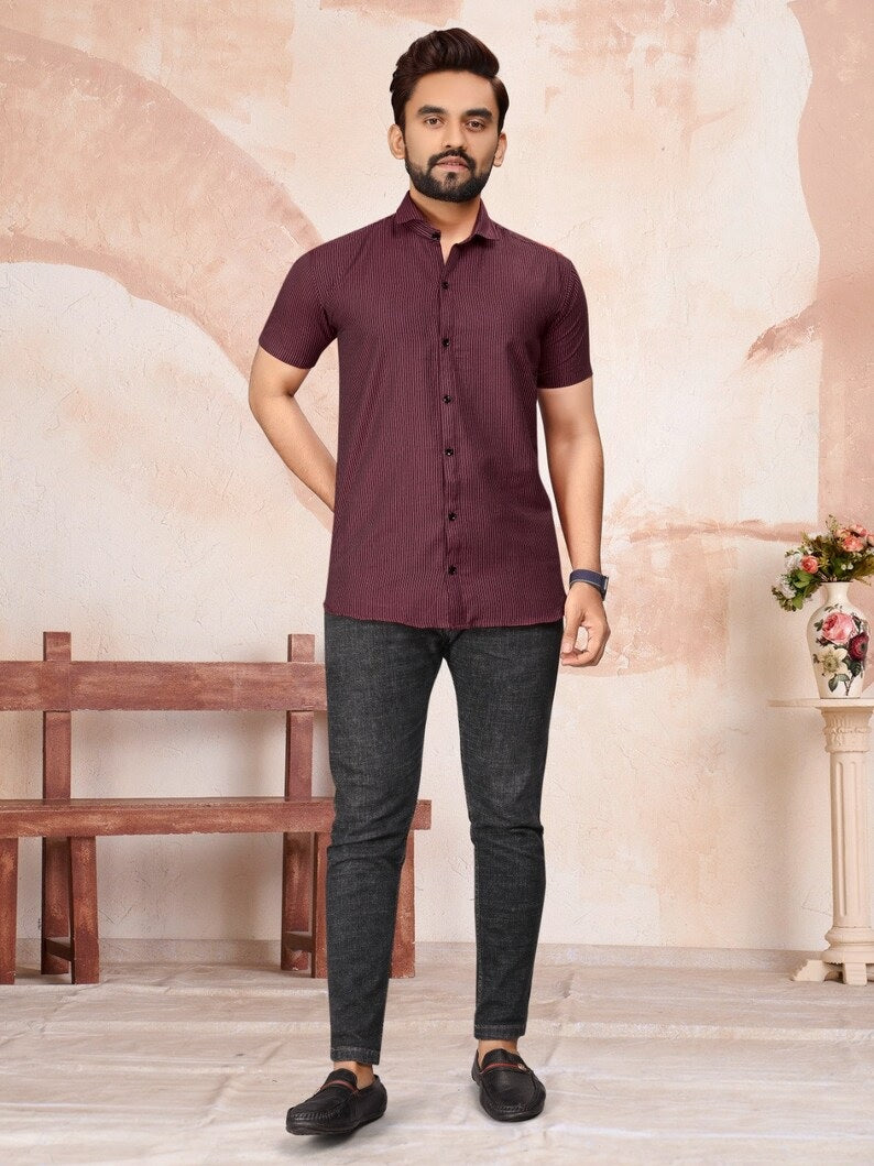 Pure Cotton Lining Pattern  Men's Shirt