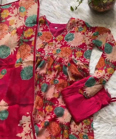 Bollywood FullStitched Faux Georgette Long Anarkali Top Pant Dupatta