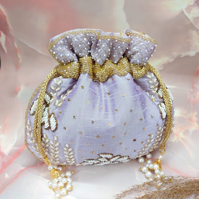 Women's Embroidered Clutch Purse Potli Bag