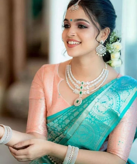 Soft Lichi Silk Beautiful Rich Pallu & Jacquard Work Saree With Blouse